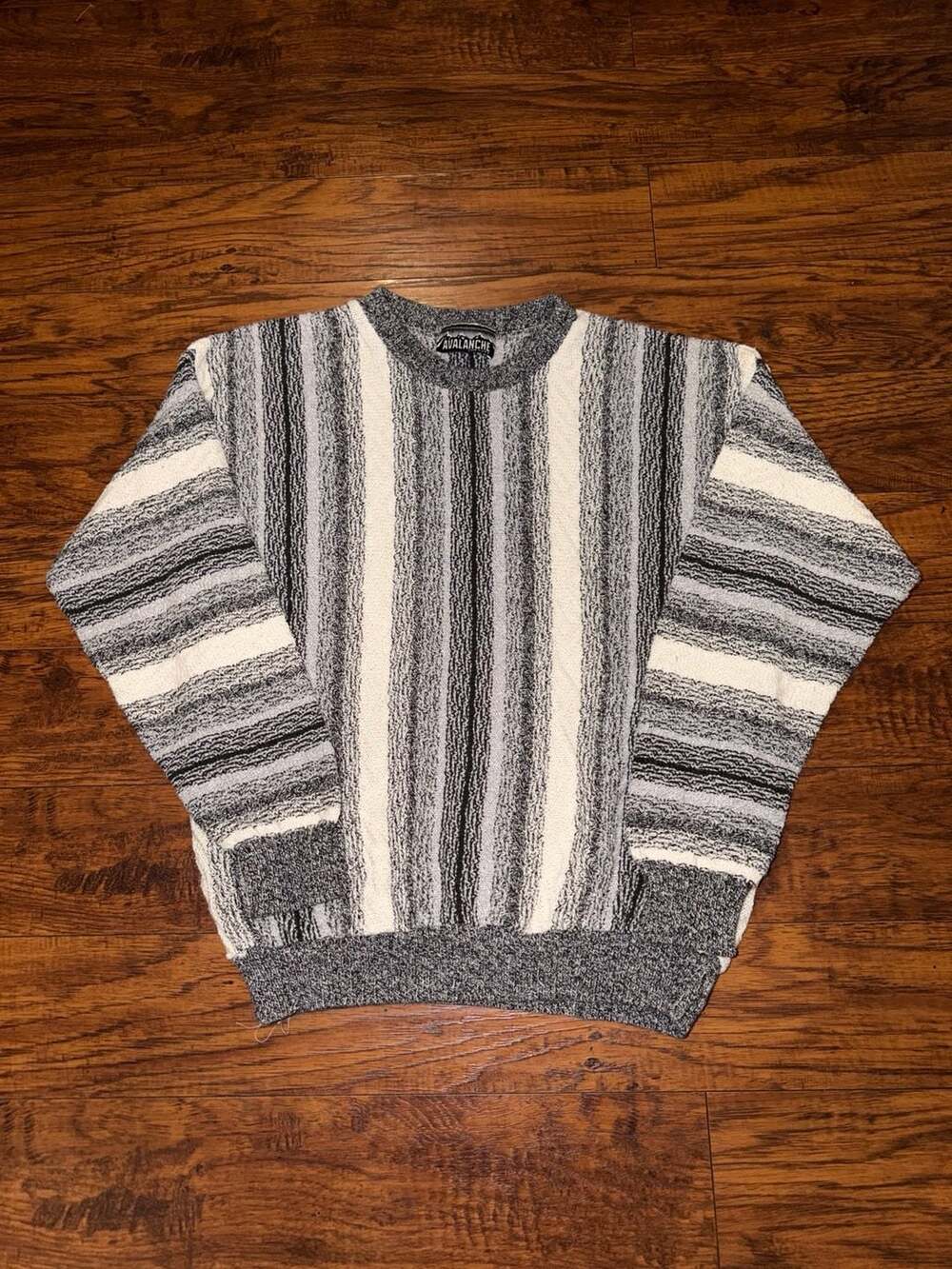 Avalanche Striped Sweater Black White Gray Made In USA